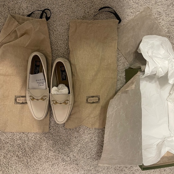 GUCCI WOMEN'S HORSEBIT 1953 LOAFER. SIZE: 37 1/2 EU ( 7 US). WHITE LEATHER - Picture 11 of 11